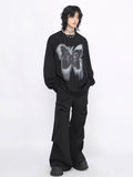 QDBAR 【Mz】washed Butterfly Long-Sleeved T-Shirt Na1475