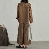 QDBAR Irregular Patchwork Long-sleeved Shirt Multi-piece Wide-leg Pants Suit