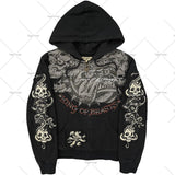 QDBAR Gothic letter skull print oversized hoodies men 2025 autumn and winter new high street hip hop popular zipper cardigan y2k tops