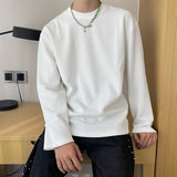 QDBAR Autumn leather pleating solid long sleeve T-shirt men's plate ins soft round innernertrend