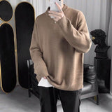 QDBAR Winter solid color round neck sweater for men, handsome Korean style loose men's sweater, trendy student bottoming shirt, thick