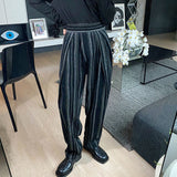 QDBAR Retro Striped High-waist Casual Pants