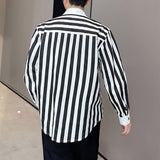 QDBAR Contrast Vertical Stripe Lapel Shirt