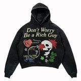 QDBAR Harajuku American Goth Hoodies Women Y2K New Goth Skull Printing Streetwear Hip Hop Couples Sweatshirt Clothes - High Quality