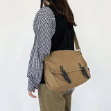 QDBAR Buckled Canvas Messenger Bag