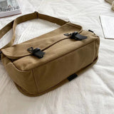 QDBAR Buckled Canvas Messenger Bag