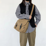 QDBAR Buckled Canvas Messenger Bag