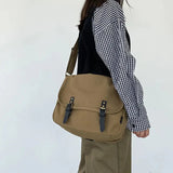 QDBAR Buckled Canvas Messenger Bag