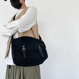 QDBAR Buckled Canvas Messenger Bag