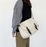 QDBAR Buckled Canvas Messenger Bag