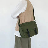 QDBAR Buckled Canvas Messenger Bag