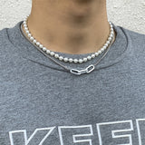 QDBAR Double Pearl Curb Chain Necklace