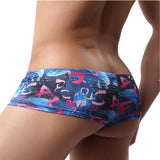 QDBAR Boxer Mens Underwear Men Low Waist Print Boxers Panties Sexy Breathable Boxershorts Men U Pouch Bikini Shorts Gay Underwear