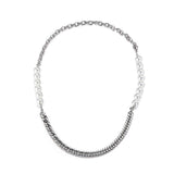 QDBAR Half Faux Pearl Curb Chain Necklace