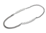 QDBAR Half Faux Pearl Curb Chain Necklace