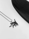 QDBAR Titanium Steel Simple Black Cat Pendant Necklace