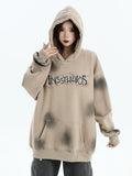 QDBAR [Insstudios] Spray Paint Logo Loose Hoodie Na1634