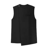 QDBAR Slanted Button Sleeveless Vest