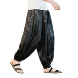 QDBAR Retro Dragon Pattern Jacquard Harem Pants