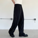 QDBAR Line Decoration Straight Casual Pants