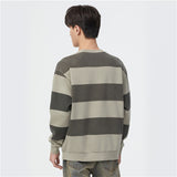 masc outfits 400G Vintage Washed Striped Sweater Men's Autumn and Winter Fleece-lined Loose American Long-Sleeved Top Bottoming Shirt