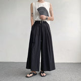 QDBAR Summer Thin Belt Wide Leg Pants