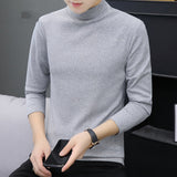 classy outfits men Solid Color Half Turtleneck Men's Spring and Autumn Long-Sleeved T-shirt Bottoming Shirt Korean Style Loose Casual High Sense Autumn Inner Wear Men