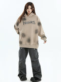 QDBAR [Insstudios] Spray Paint Logo Loose Hoodie Na1634