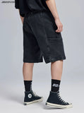QDBAR Black Loose Fashion Simple plus Size Men's Denim Shorts