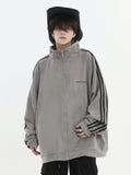 QDBAR [Insstudios] Striped Casual Zipper Jacket Na1461