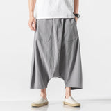 QDBAR Summer Loose Low-crotch Baggy Cropped Pants