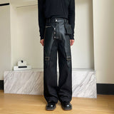 QDBAR PU Leather Patchwork Trousers