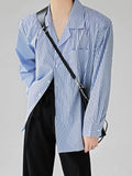 QDBAR [Hoho] Striped Blue Loose Shirt Na1351