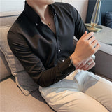 QDBAR V-Neck Solid Color Slim Fit Shirt