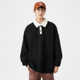 QDBAR New lapel sweatshirts for men and women in spring and autumn loose Hong Kong style casual tops trendy ins casual jackets for couples