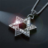 QDBAR Six-Pointed Star Men's Dog Tag Pendant Titanium Steel Pendant Necklace