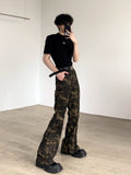 QDBAR 【Autumnwind】camouflage Slim Work Pants Na1370