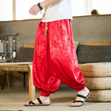 QDBAR Retro Dragon Pattern Jacquard Harem Pants