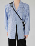 QDBAR [Hoho] Striped Blue Loose Shirt Na1351