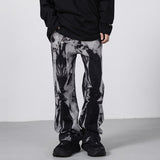 QDBAR Straight Tie-dye Loose Wide-leg Jeans