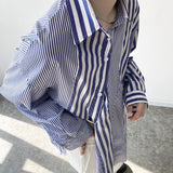 QDBAR Irregular-panel Slanted Striped Shirt