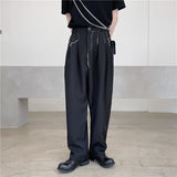 QDBAR Topstitched Decoration Straight-leg Pants