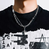 QDBAR INS Men's Twin Pendant Titanium Steel Hip-Hop High Street Necklace