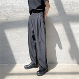 QDBAR Topstitched Decoration Straight-leg Pants