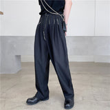 QDBAR Topstitched Decoration Straight-leg Pants