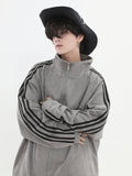 QDBAR [Insstudios] Striped Casual Zipper Jacket Na1461