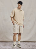 QDBAR Summer American Lapel Sports T-shirt Men Minimalist Heavy Waffle Short Sleeve Polo Shirt Men Loose