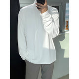 classy outfits men Solid Color Half Turtleneck Men's Spring and Autumn Long-Sleeved T-shirt Bottoming Shirt Korean Style Loose Casual High Sense Autumn Inner Wear Men