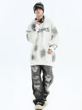 QDBAR [Insstudios] Spray Paint Logo Loose Hoodie Na1634