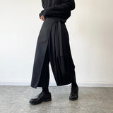 QDBAR Pleated Wide-leg Straight Cropped Trousers